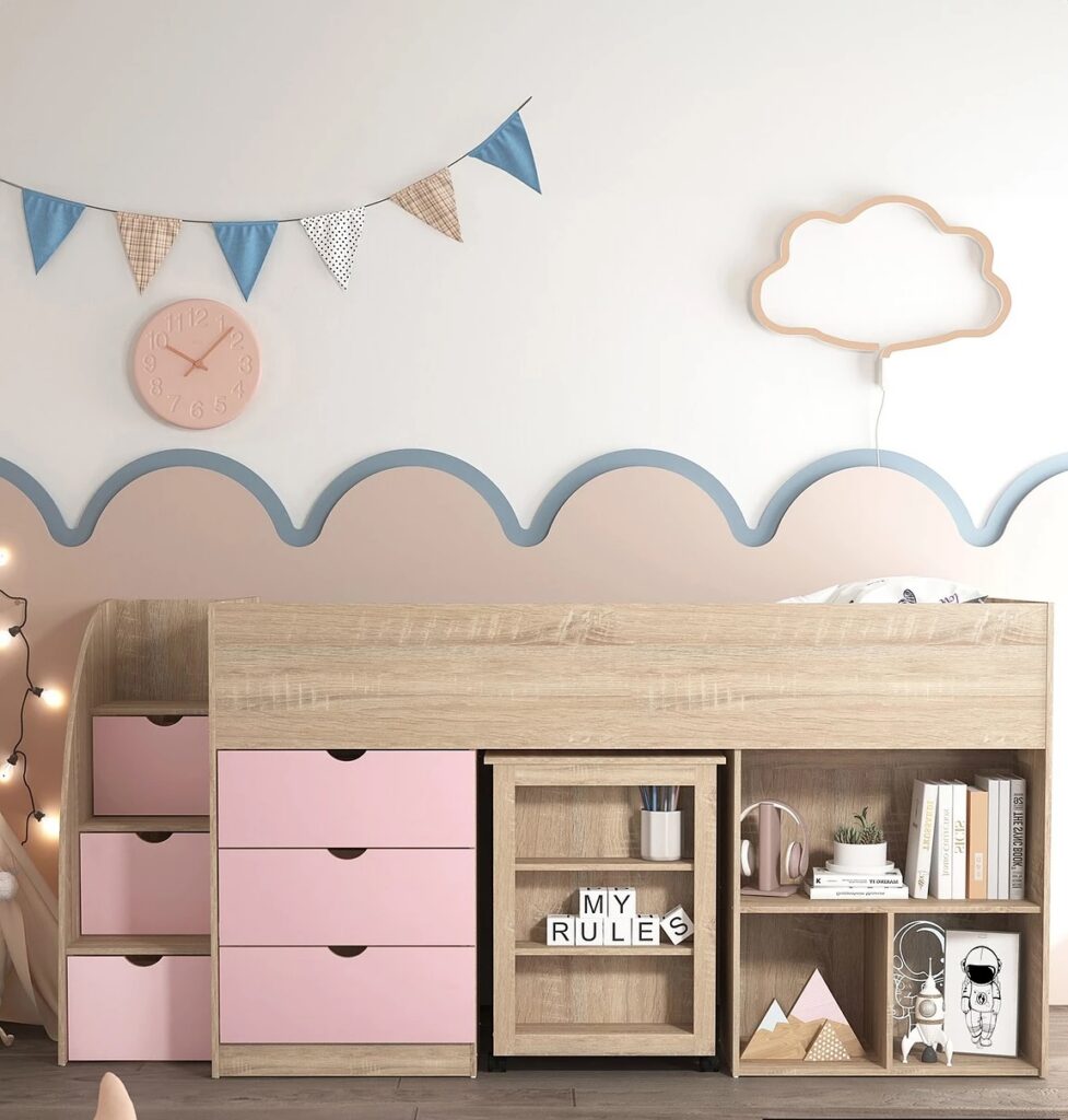 Junior Magazine Mico Mid Sleeper Bed with Pull-Out Desk and Stoarge, £429, The Very Collection at Very