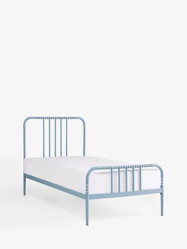 Junior Magazine Muted Blue Piper Bobbin Metal Bed Frame, £225, NEXT