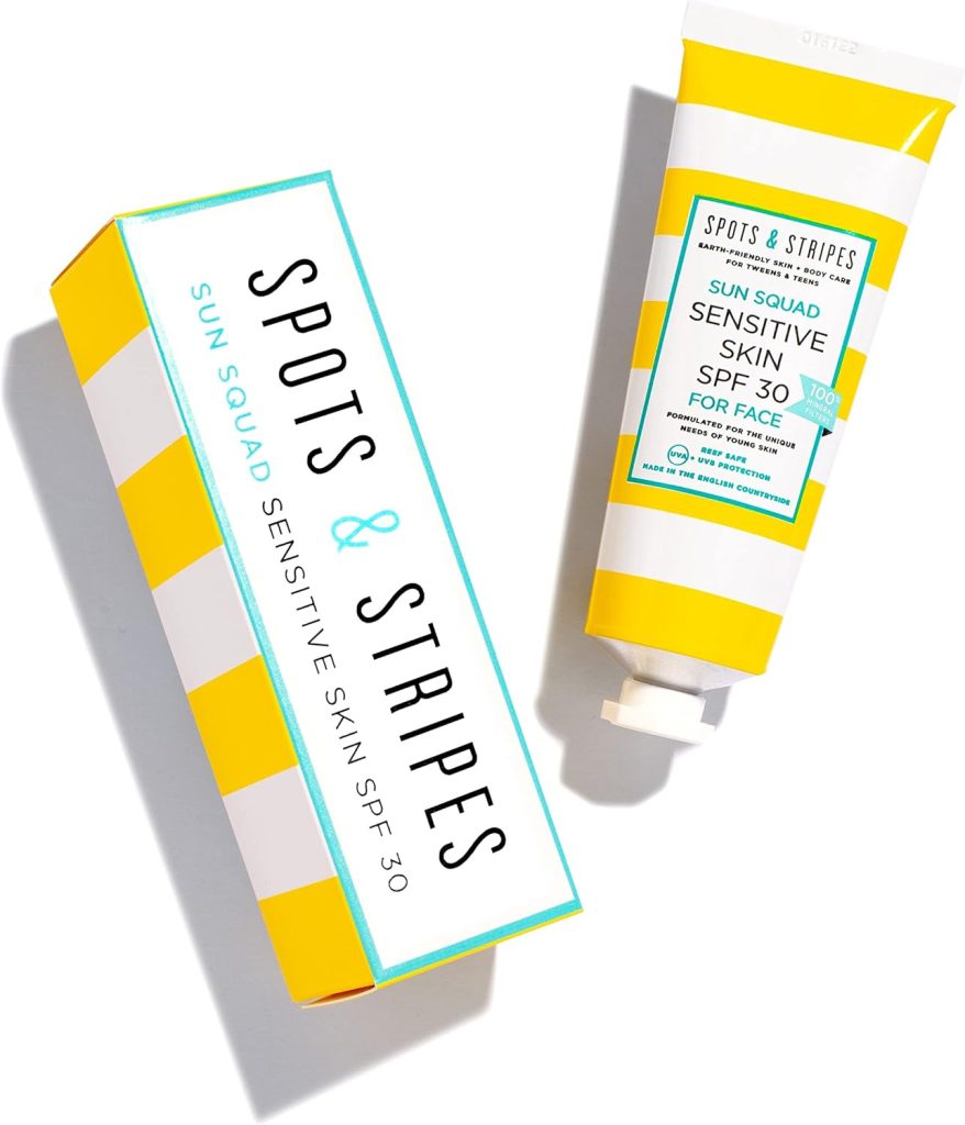 Junior Magazine The first eco sunscreen for tweens/teens protects young skin and sensitive faces against sun damage, without blocking pores and causing blemishes. No nasties means it’s reef-safe too. Sun Squad Sensitive Skin SPF 30 for Face, £25 for 50ml