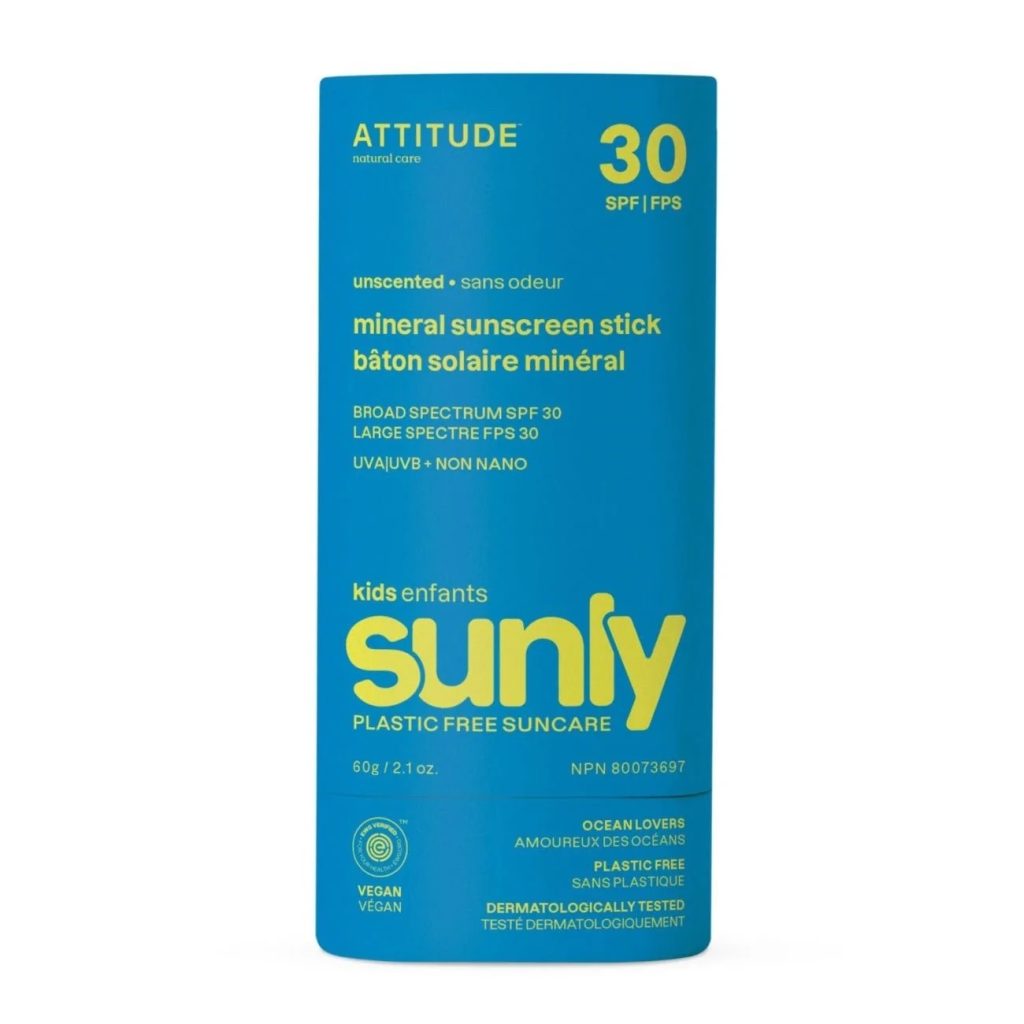 Junior Magazine This plastic free sunscreen stick is fragrance free and forms a physical layer that naturally protects your little ones skin against UVA and UVB radiation thanks to its non-nano zinc oxide formula. Attitude Kids Sunly Sunscreen Stick SPF30, £20.60 for 60g, Big Green Smile