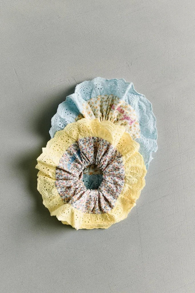 Junior Magazine PACK OF TWO EMBROIDERED FLORAL SCRUNCHIES, £11.99 (Grown-ups will definitely fit the scrunchies…)