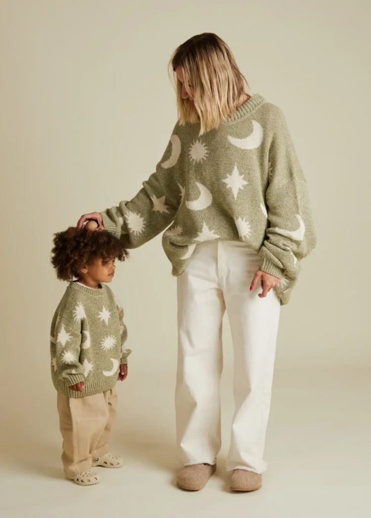 Junior Magazine Cozmo Matcha Moon Star Jumper, £80, Claude & Co