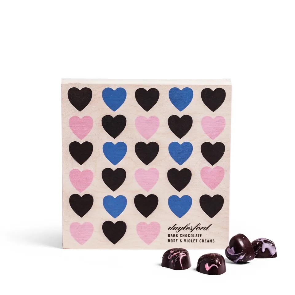 Junior Magazine Dark Chocolate Violet Creams, £35, Daylesford 