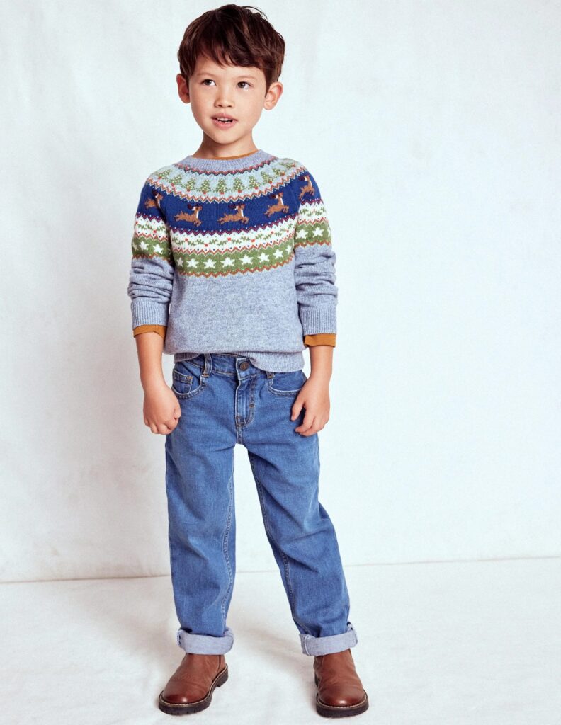 Junior Magazine Fair Isle Blue Reindeer Jumper, £42, Boden