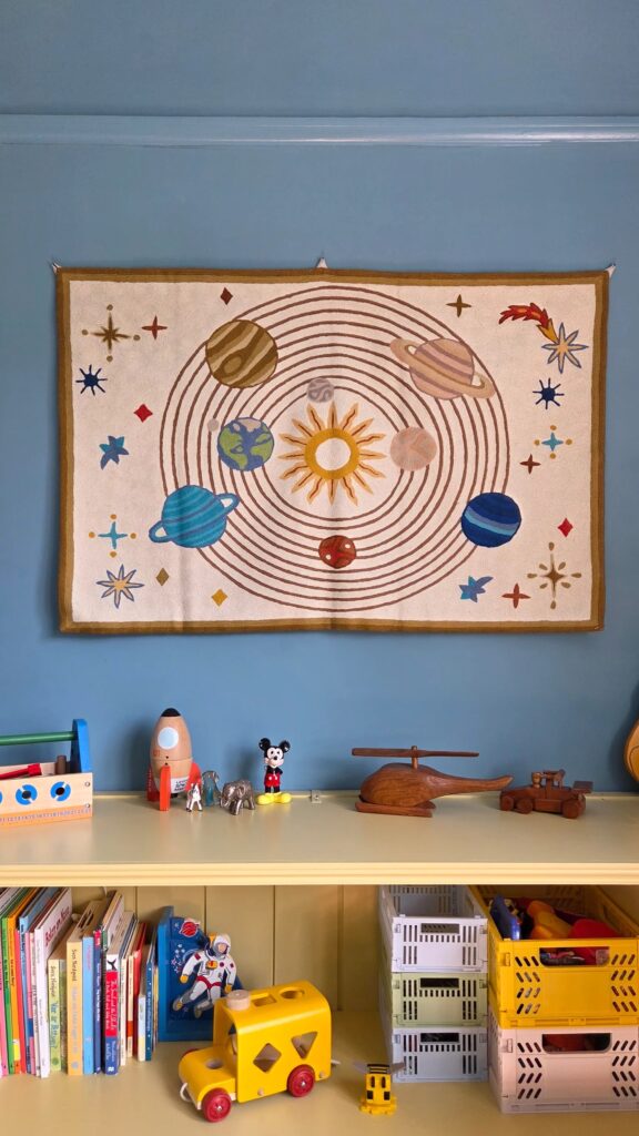 Junior Magazine Handmade Folkart Solar System Crewel Wall Hanging Tapestry, £210, Moppet