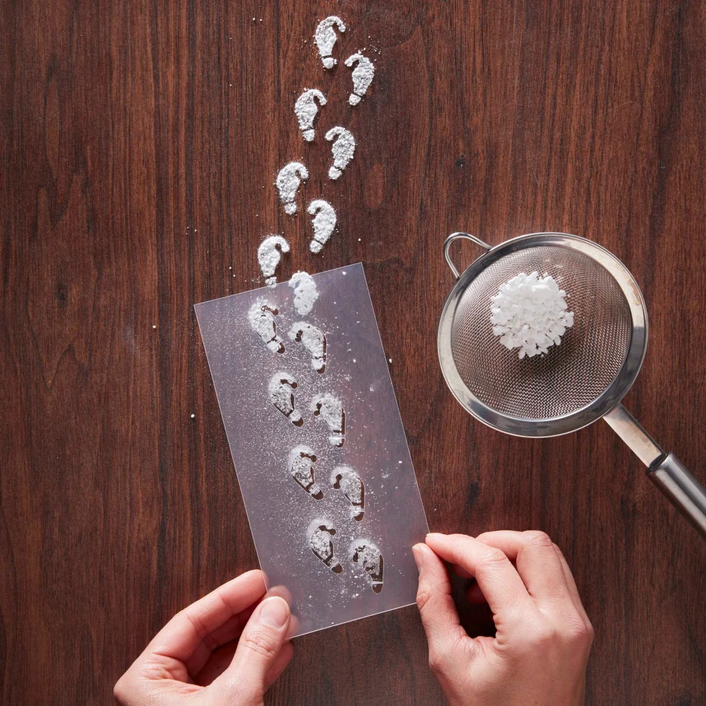 Junior Magazine Create some festive footprints and place them strategically around the house using icing sugar, cinnamon, or flour (just make sure you do not  permanently stain the carpet!)