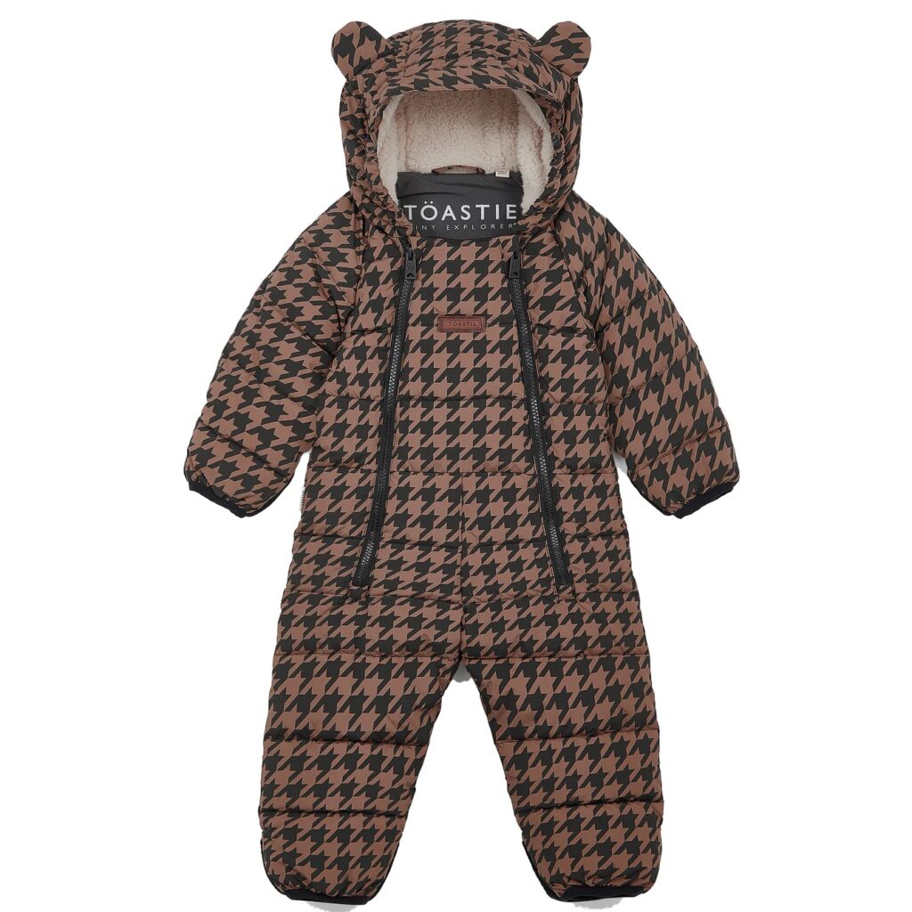Junior Magazine Quilted Onesie, Toffee Houndstooth, £89, Toastie