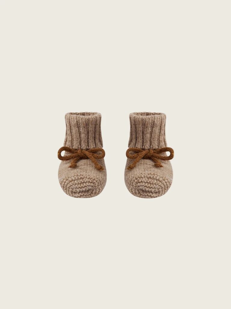 Junior Magazine Oatmeal Booties, £39, Organic Zoo