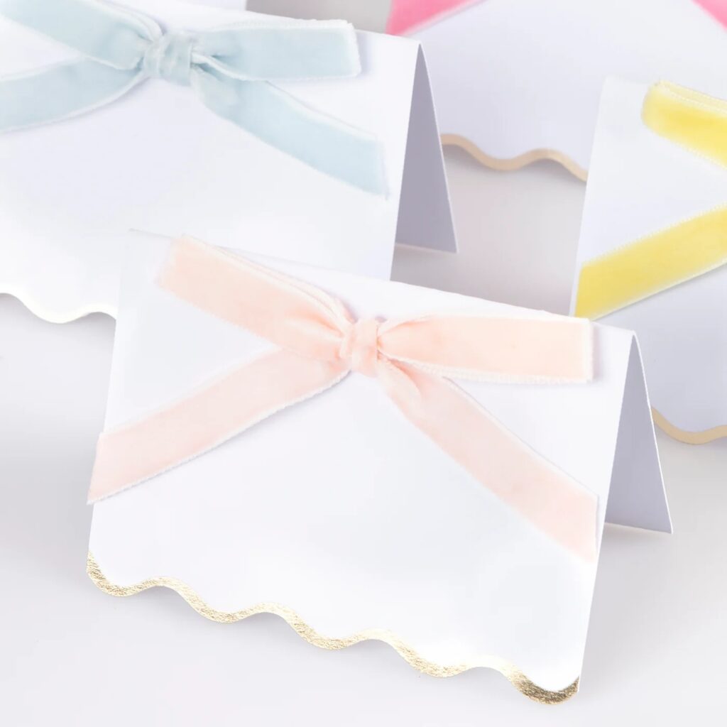 Junior Magazine Velvet Bow Placecards, £15 for 6, Mer Meri