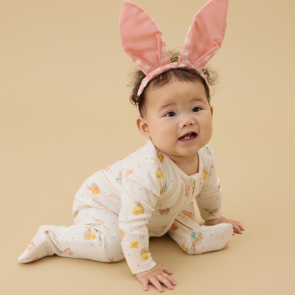 Junior Magazine Easter Bunny Clever Zip Sleepsuit, £33.50, MORI