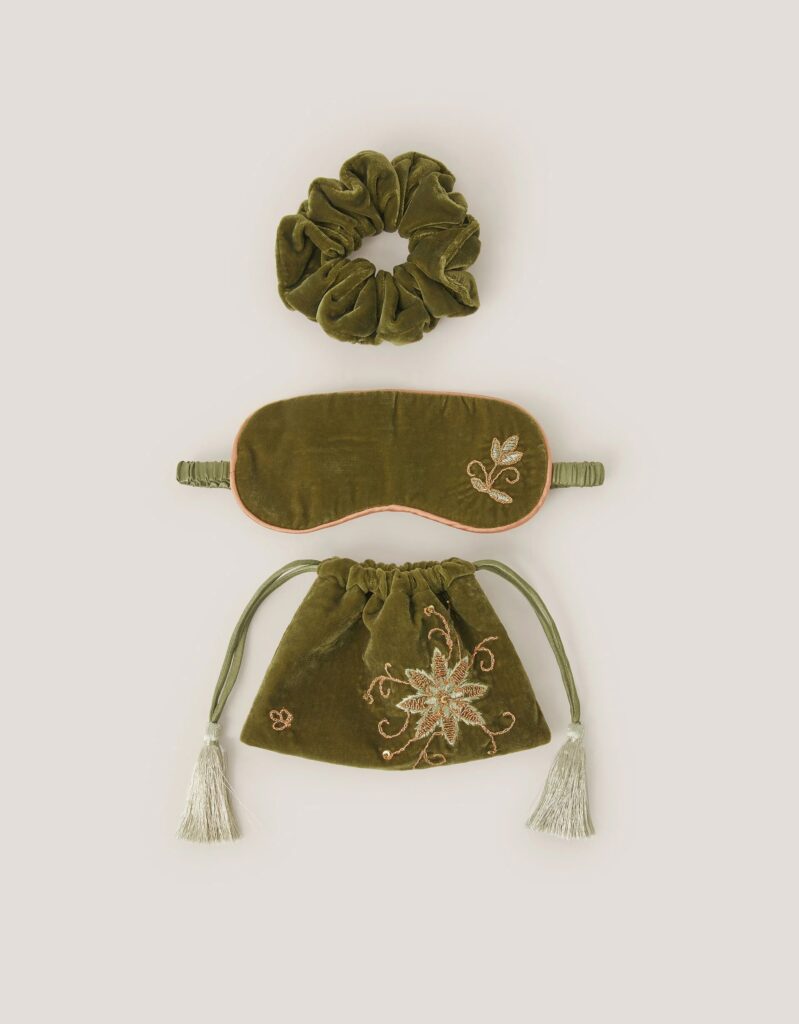 Junior Magazine Velvet Eye Mask & Scrunchie Set, £20, Monsoon