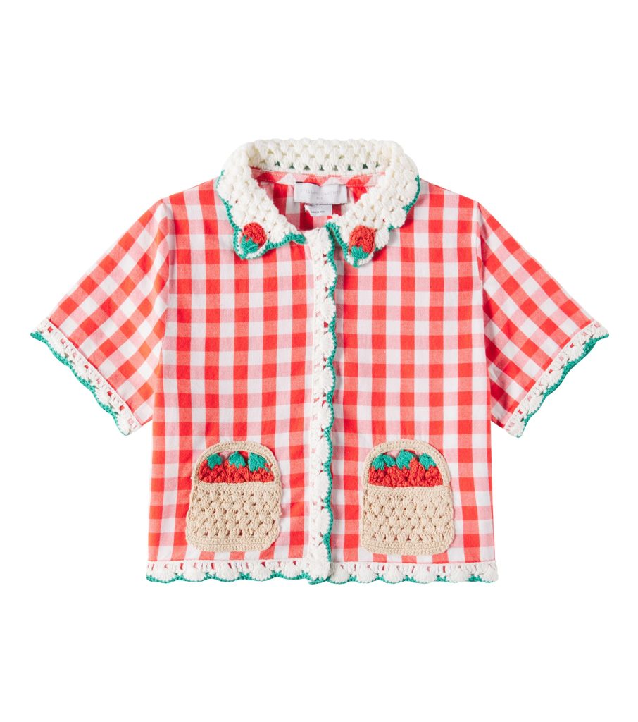 Junior Magazine Stella McCartney kids crochet-trimmed checked cotton shirt,  £100