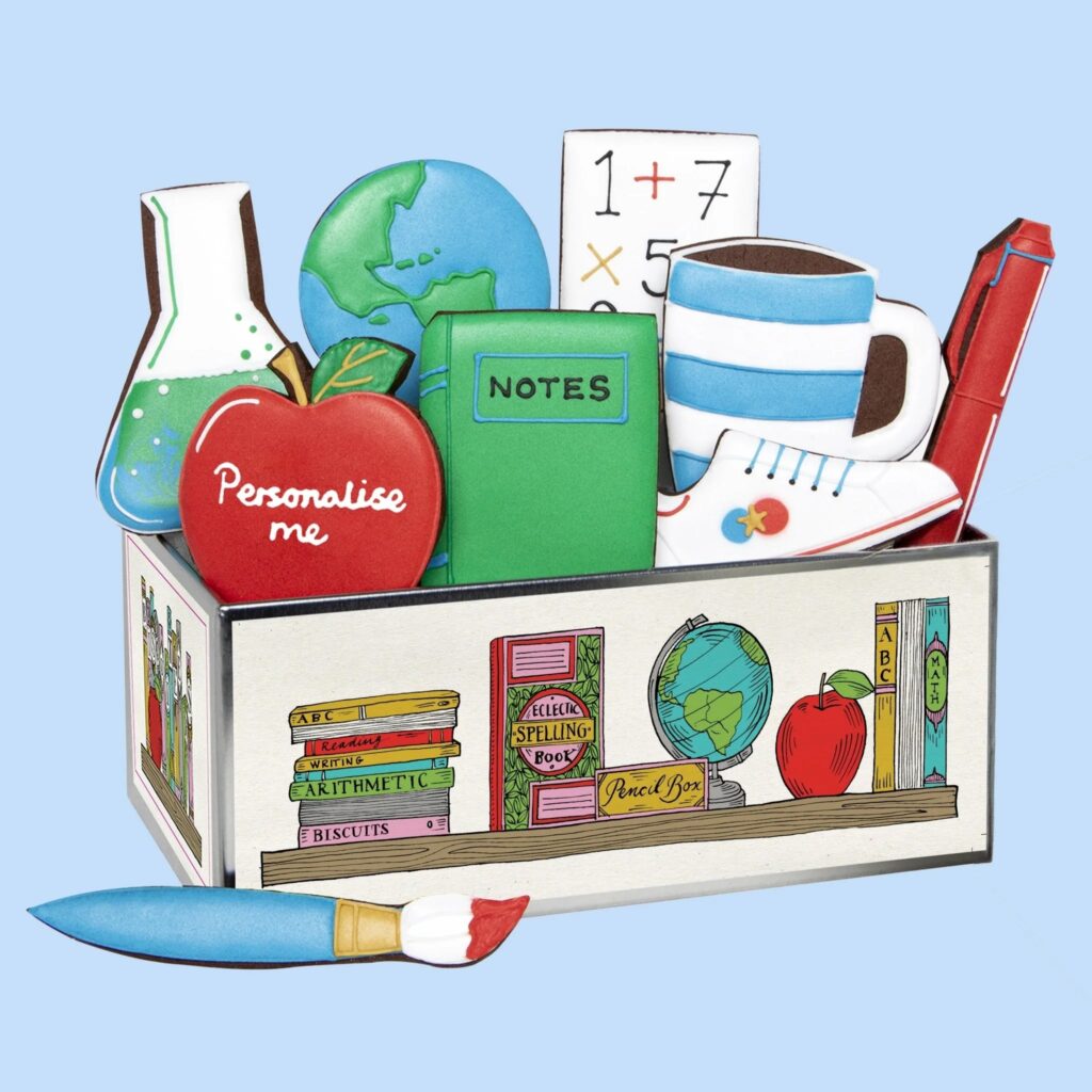 Junior Magazine Biscuits for their tea break and a keepsake tin for all those bits-and-bobs, stationery or emergency sweet supplies afterwards – a win-win.