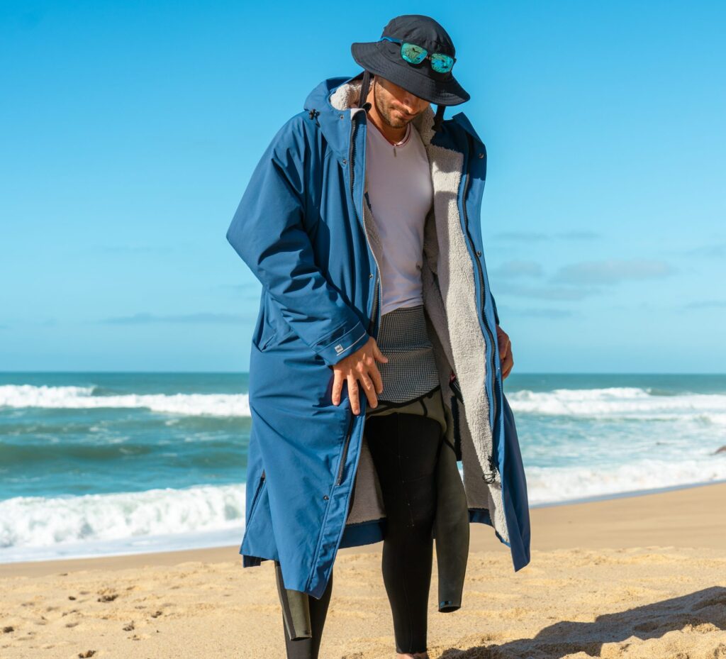 Junior Magazine A warm hug on a cold day – active dads will appreciate this sleek fitting, sherpa lined changing robe/longline coat.