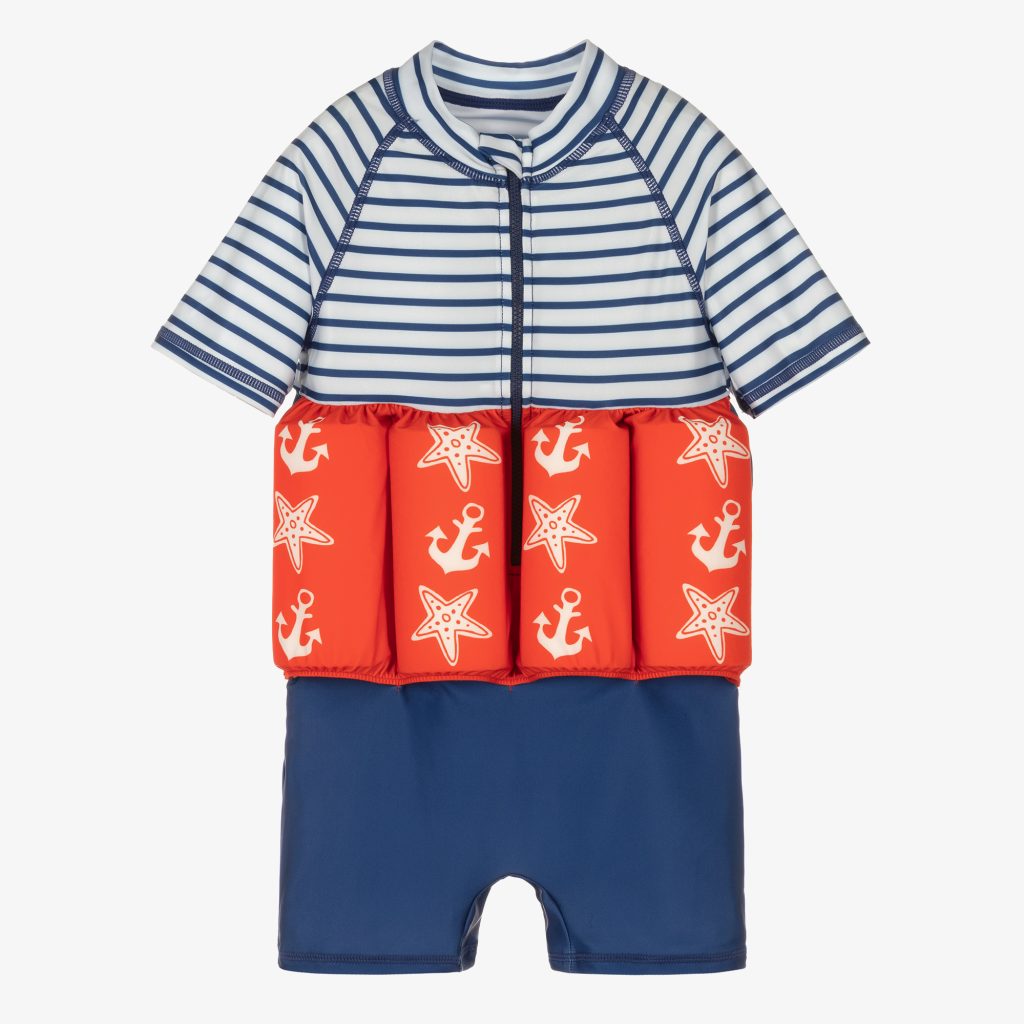 Junior Magazine Soli SwimBoys Blue Striped Anchor Float Suit (UPF50+), £43