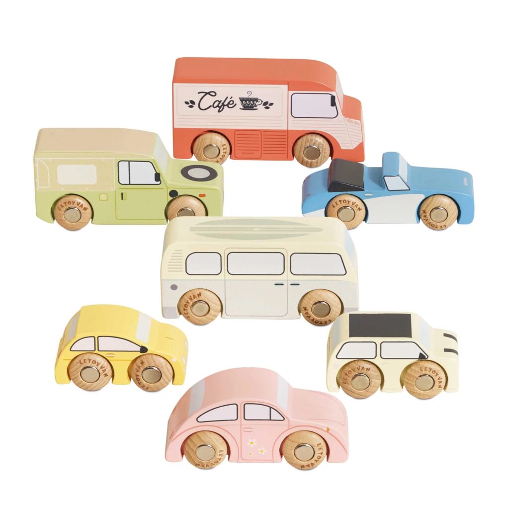 Junior Magazine This delightful collection of pastel hued automobiles will add a touch of retro charm to those car garages, road mats and that Instagram-worthy toy shelf.