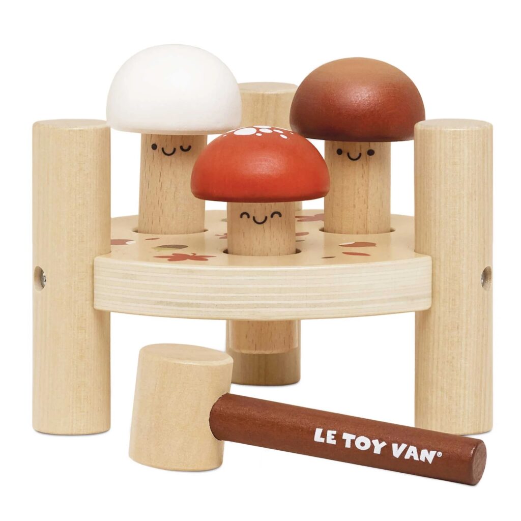 Junior Magazine A perfect toy to help develop dexterity and improve hand eye co-ordination. We love the cute mushroom heads giving them an eye-catching twist on a trad toddler toy.