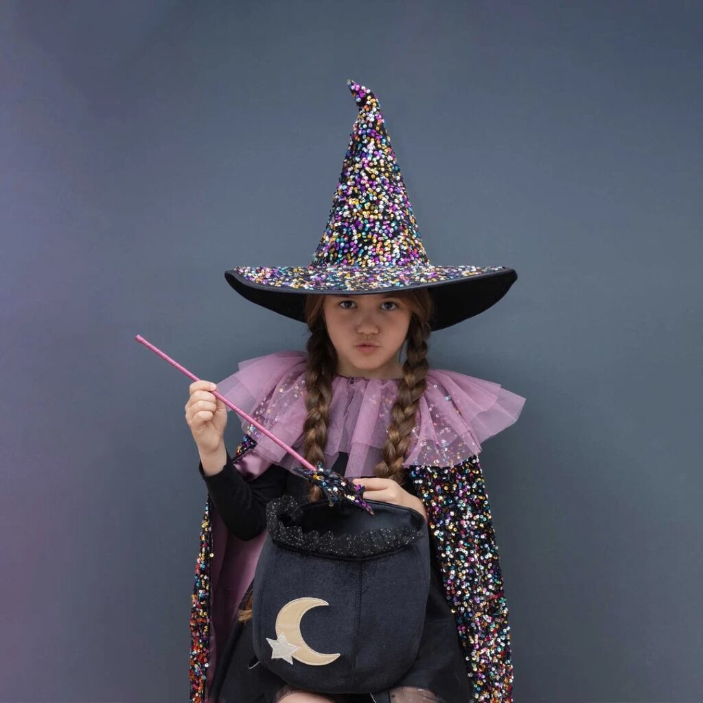 Junior Magazine Razzle Dazzle Witch Cape, £45.00, Mimi & Lula