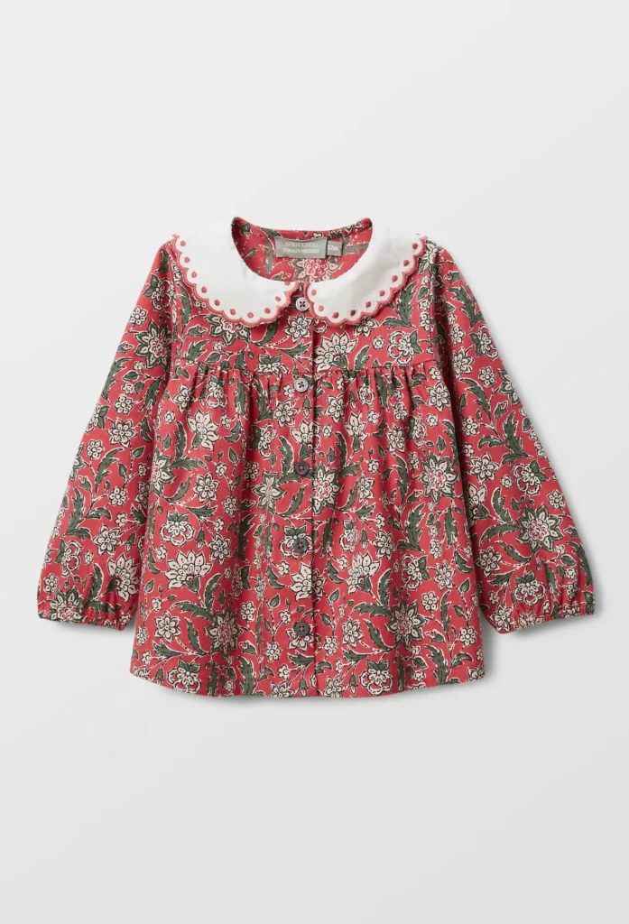 Junior Magazine Organic Cotton Printed Blouse with embroidered Collar, 19.99€, Monoprix