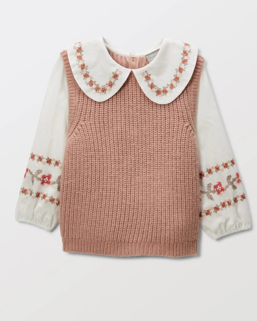 Junior Magazine Embroidered blouse with integrated tank top, 29.99€, Monoprix
