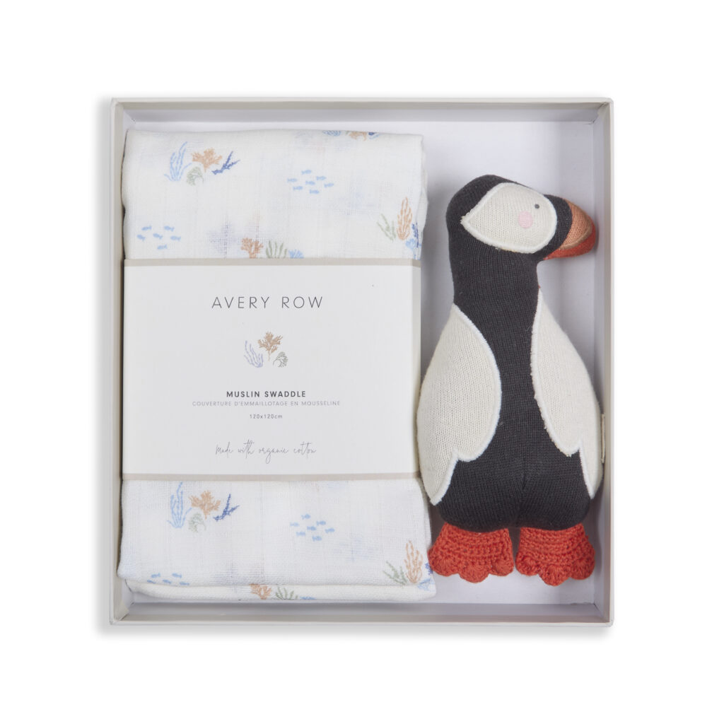 Junior Magazine Swaddle & Cuddle New Baby Gift Set, £49, Avery Row