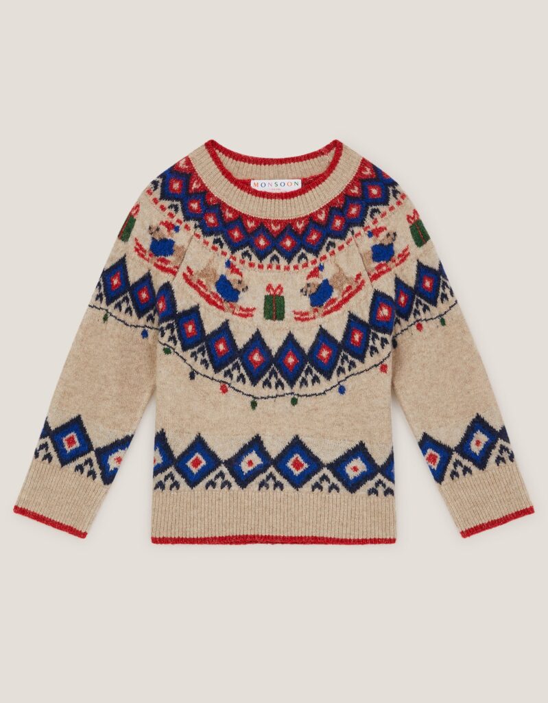 Junior Magazine Christmas Snow Dog Fair Isle Jumper, from £30, Monsoon