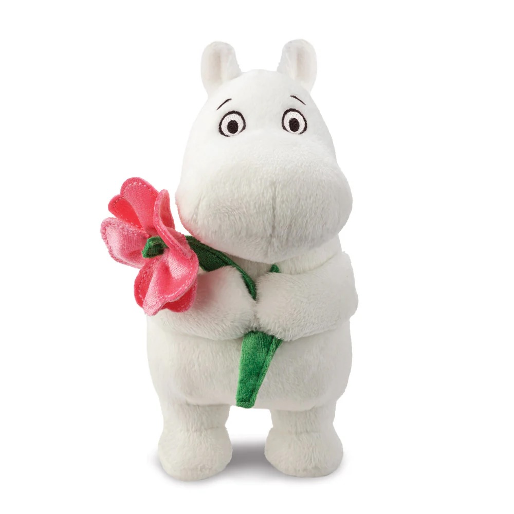 Junior Magazine Moomin Standing with Pink Flower Soft Toy, £14.99, Auroua World