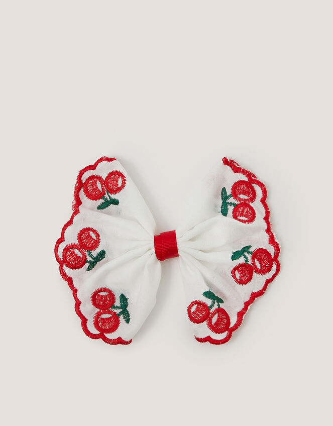 Junior Magazine Cherry Embroidered Bow Hair Clip, £7, Monsoon Children