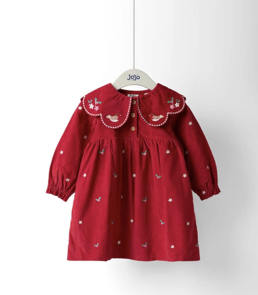 Junior Magazine Embroidered Cord Dress, from £30, 6m-7yrs, JoJo Maman Bébé
