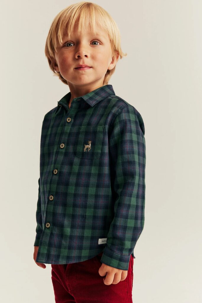 Junior Magazine Kids Blue Checked Christmas Shirt, £30, Newbie