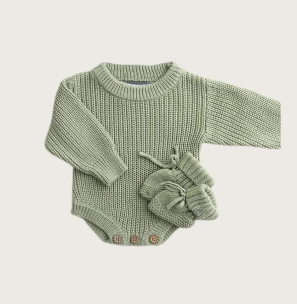 Junior Magazine Sage Knit Bodysuit and Booties Set, £17.99, Little Novice