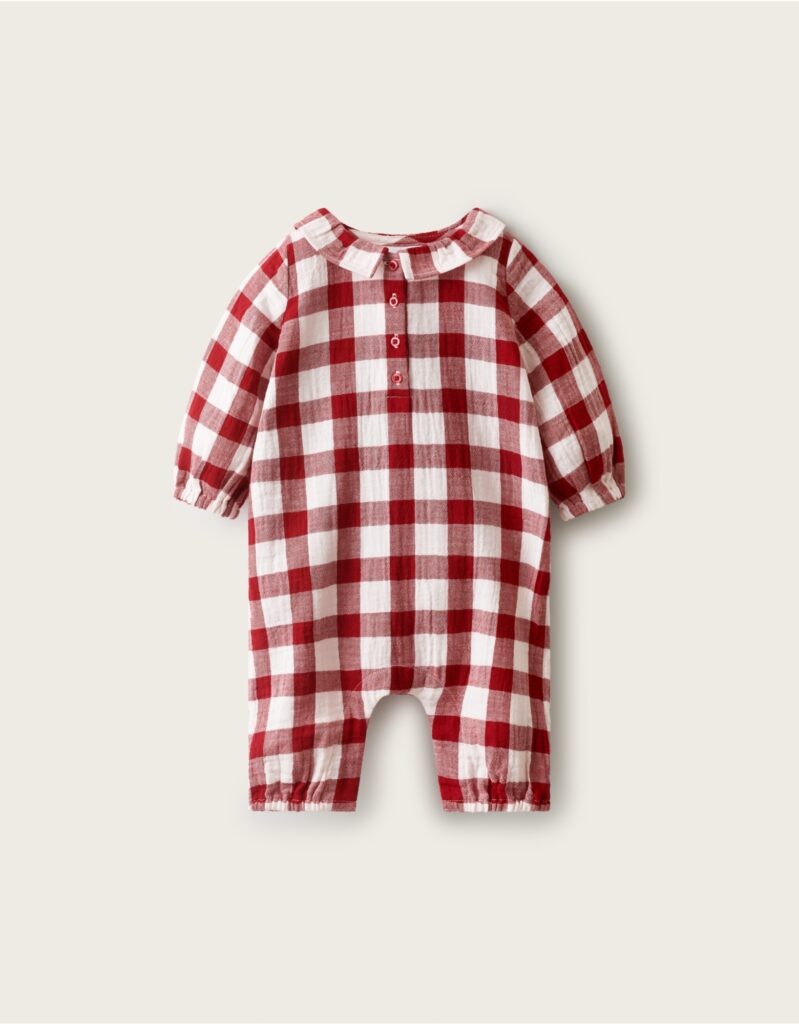 Junior Magazine Double Cotton Oversized Fit Red Gingham Bubble Romper, £30, The White Company