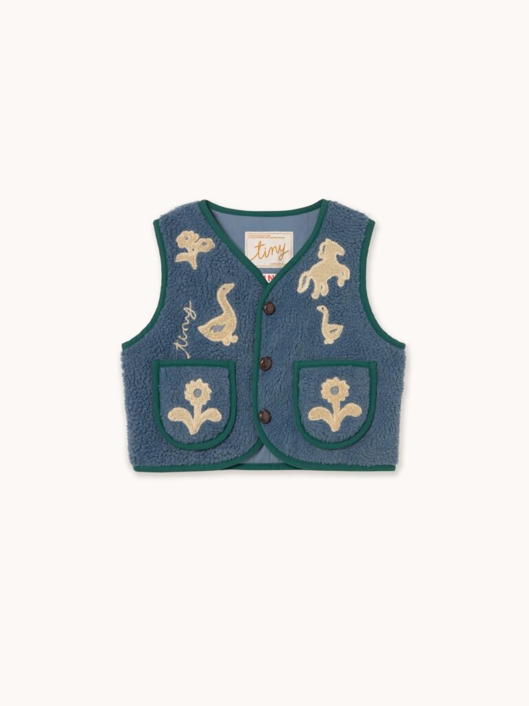 Junior Magazine Tiny Cottons Sherpa Vest, £69, Luna & Curious