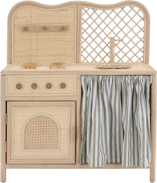 Junior Magazine Rattan Play Kitchen, £310, Pea & Biscuit