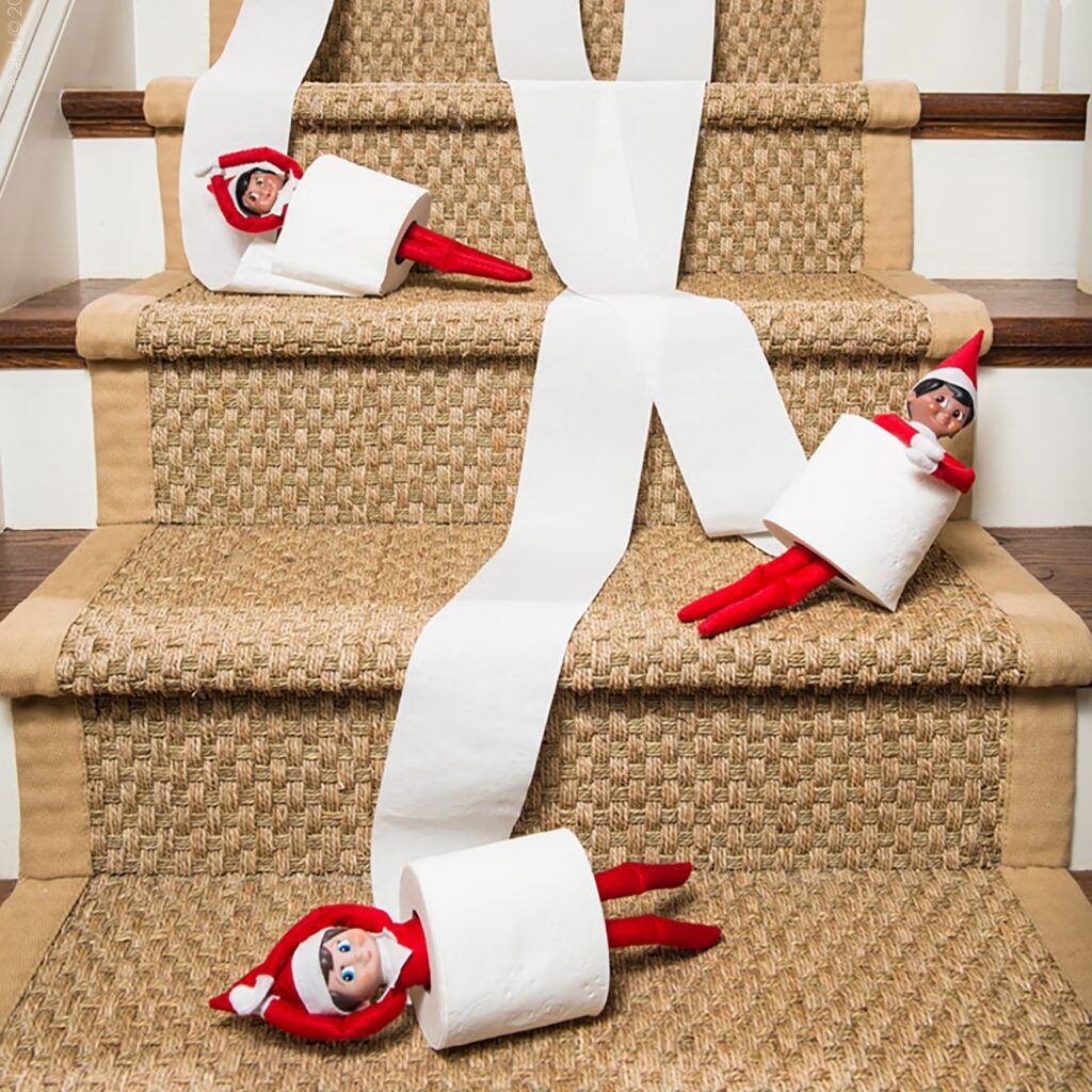 Junior Magazine It’s up to you to make the elf scout antics easy or hard. No one needs the additional stress over the busy holiday period – but, kids do seem to love it. Why not use everyday household items to create some fun ideas? Pinterest is full of them. Often its more about the search-and-find than the set-up. Hang them upside down on the curtain pole, peeping out of a saucepan or hiding in the fridge – these simple moves will all delight little ones.