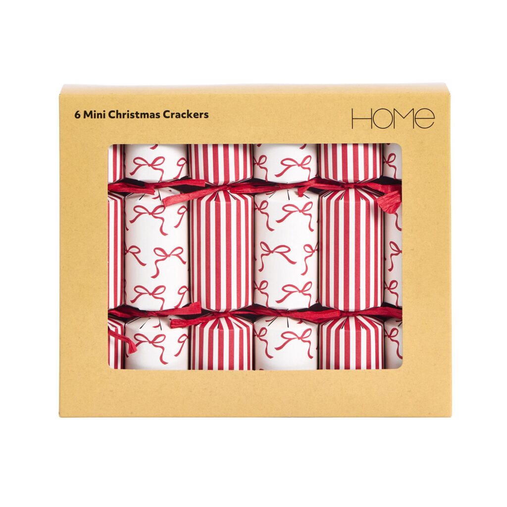 Junior Magazine Candy Stripe and Bow Mini Crackers (6) £6.00, Sainsbury’s Home