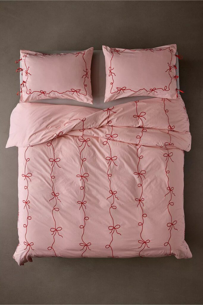 Junior Magazine Pink & Red Lacey Bows Duvet Set, from £89.00, Urban Outfitters