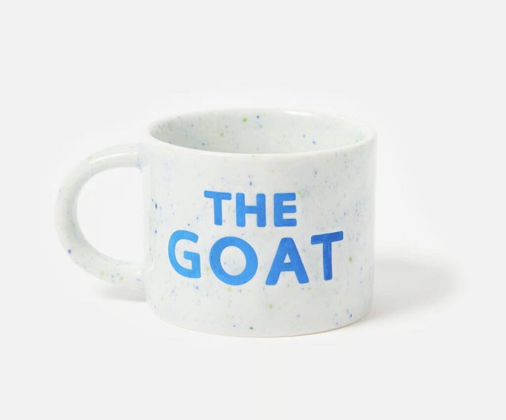 Junior Magazine The GOAT Blue Speckle Mug, £12.50, Oliver Bonas
