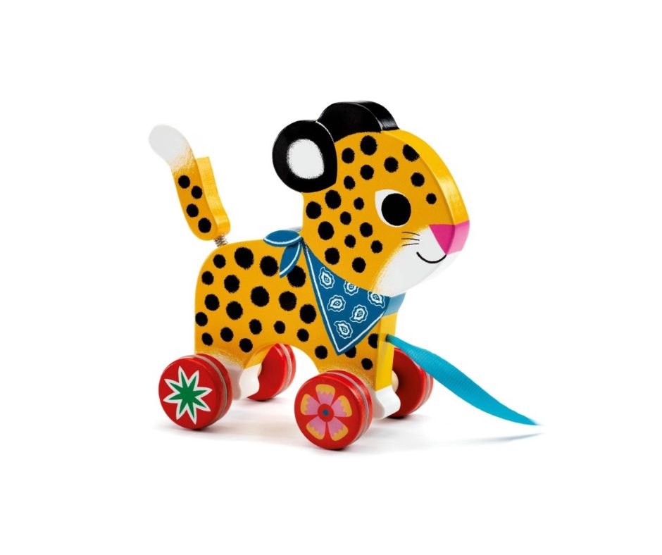 Junior Magazine Djeco Greta Pull Along Leopard, £15.99, Toy Ville Shop