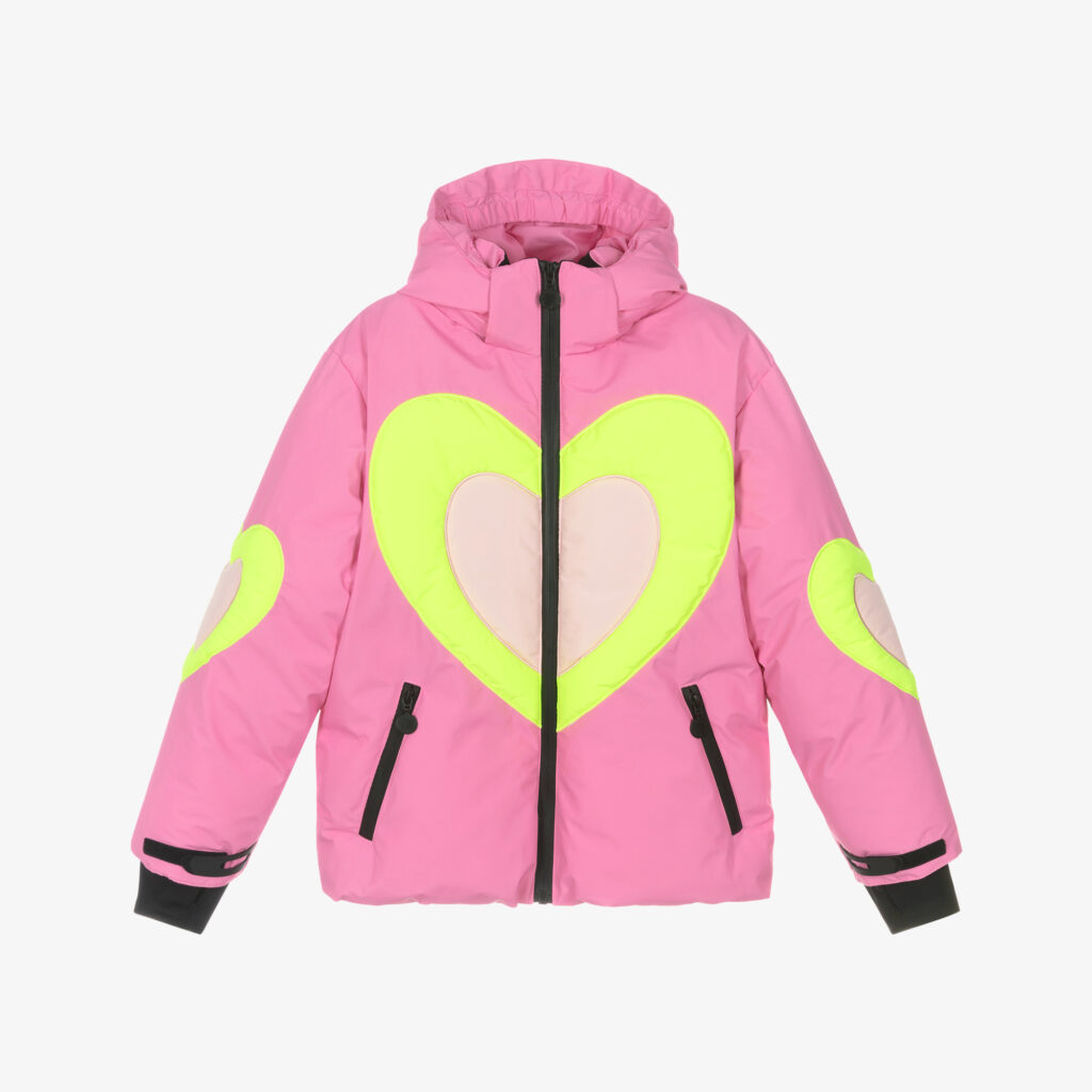 Junior Magazine Stella McCartney Technical Ski Jacket With Neon Hearts, £334, Childrensalon