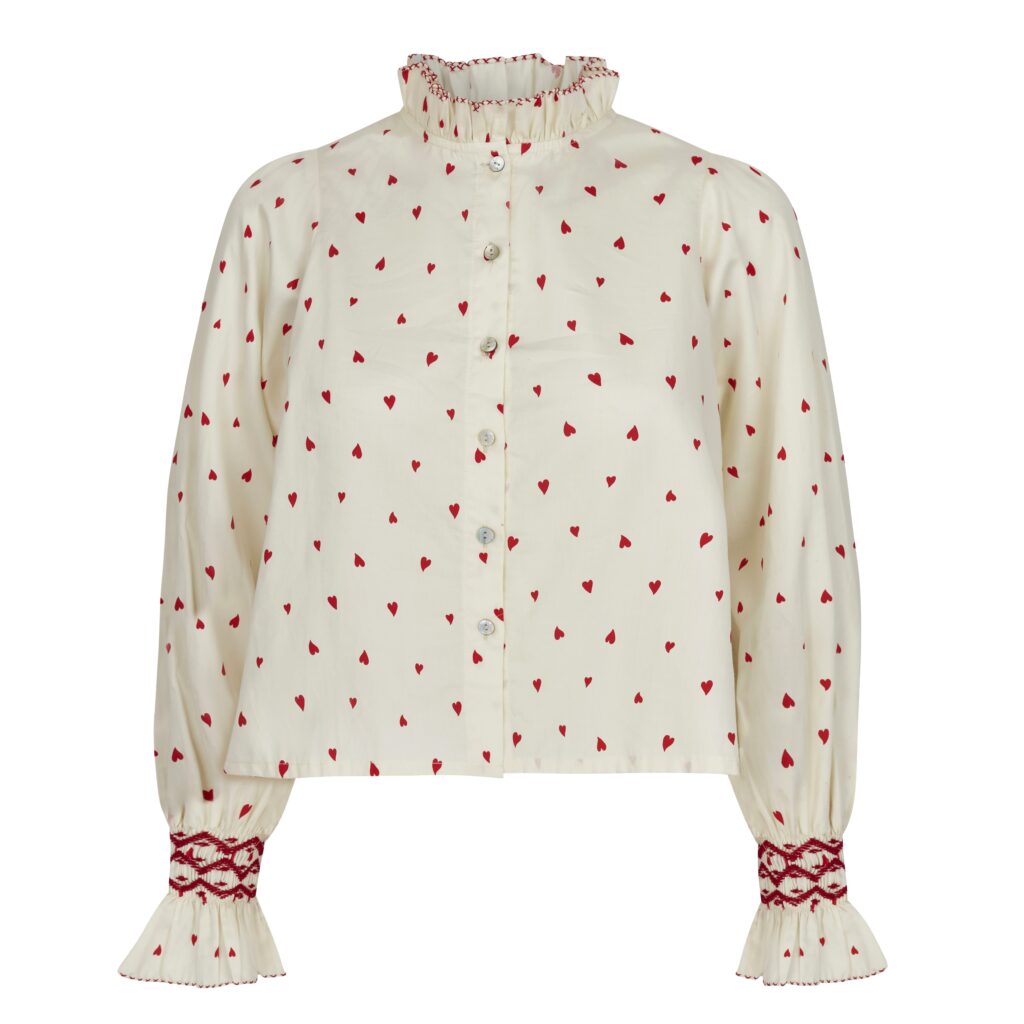 Junior Magazine Shelley Blouse Loveheart Cotton Lawn With My Funny Valentine Hand Smocking, £175, Smock London