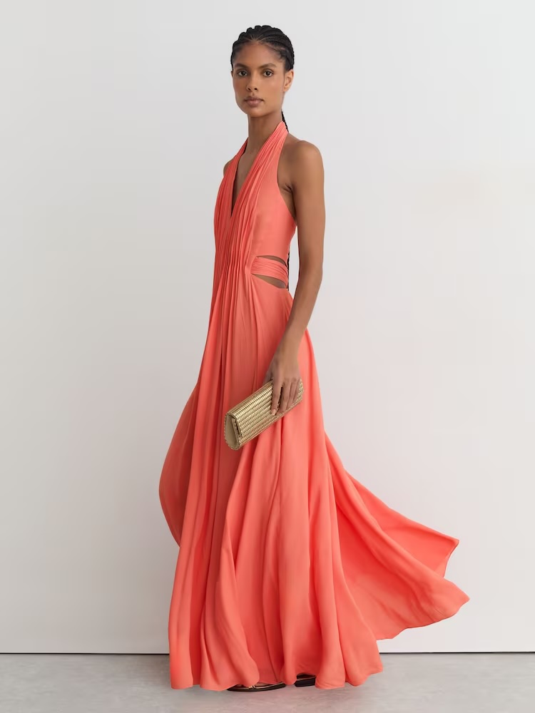 Junior Magazine Cara Halterneck Pleated Maxi Dress, £280, Reiss