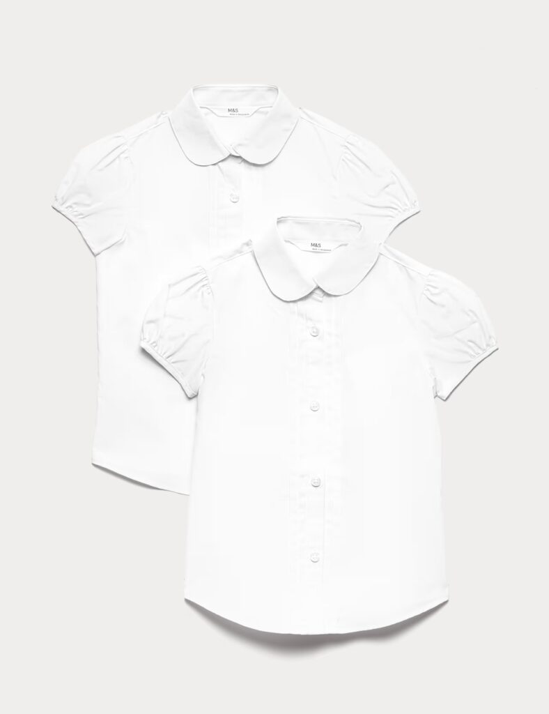 Junior Magazine Girls Pintuck Easy Iron School Shirts, from £9 for 2, M&S