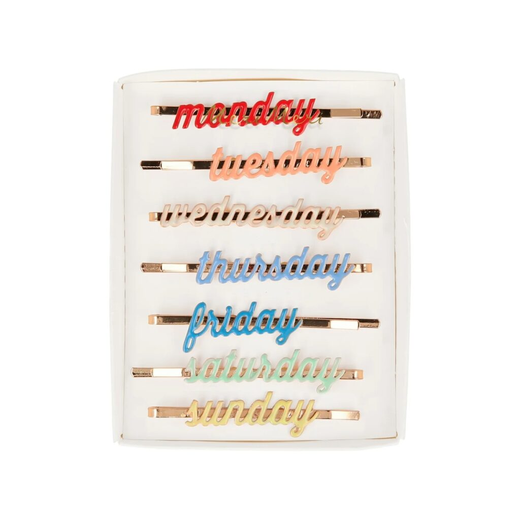 Junior Magazine Enamel Week Day Hair Slides, £16 for 7, Mer Meri
