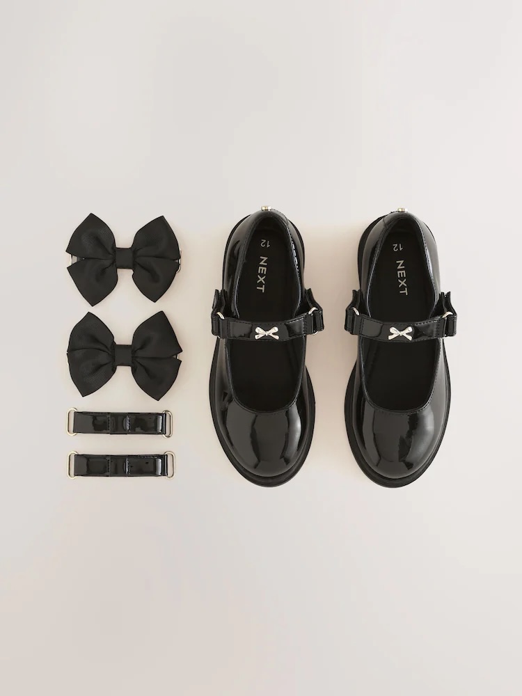 Junior Magazine Black Patent Interchangeable Strap Mary Jane School Shoes, £26-£33, NEXT