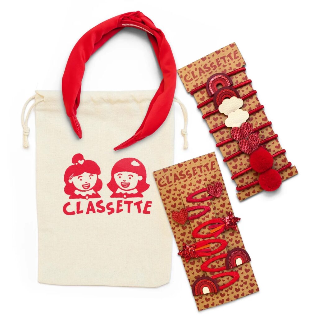 Junior Magazine Red School Hair Clips, Bobble Hair Ties, Headband & Bag, £19.99, Classette