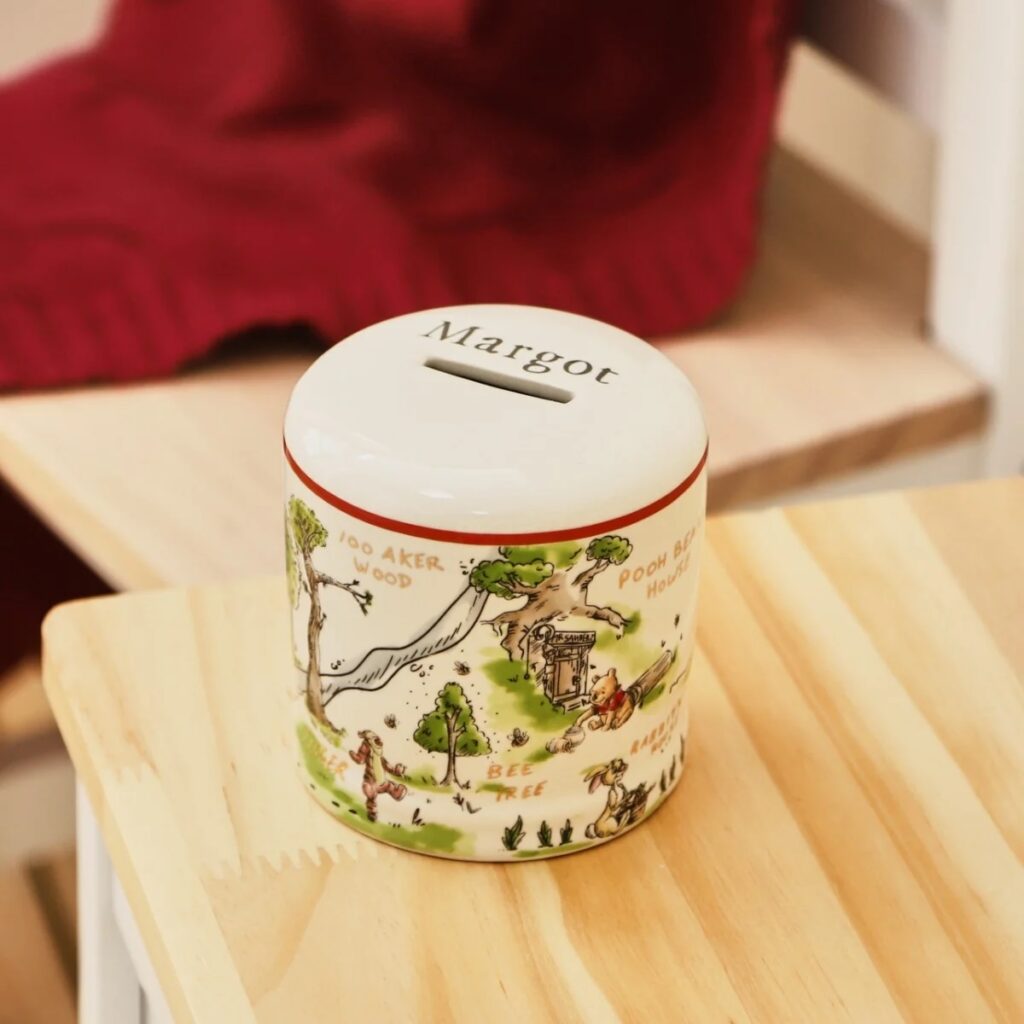 Junior Magazine Personalised Disney Winnie the Pooh Ceramic Money Box, £20, My 1st Years