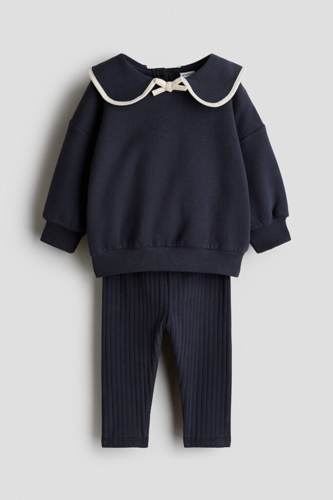 Junior Magazine Navy blue 2-piece sweatshirt and leggings set, £17.99  H&M 